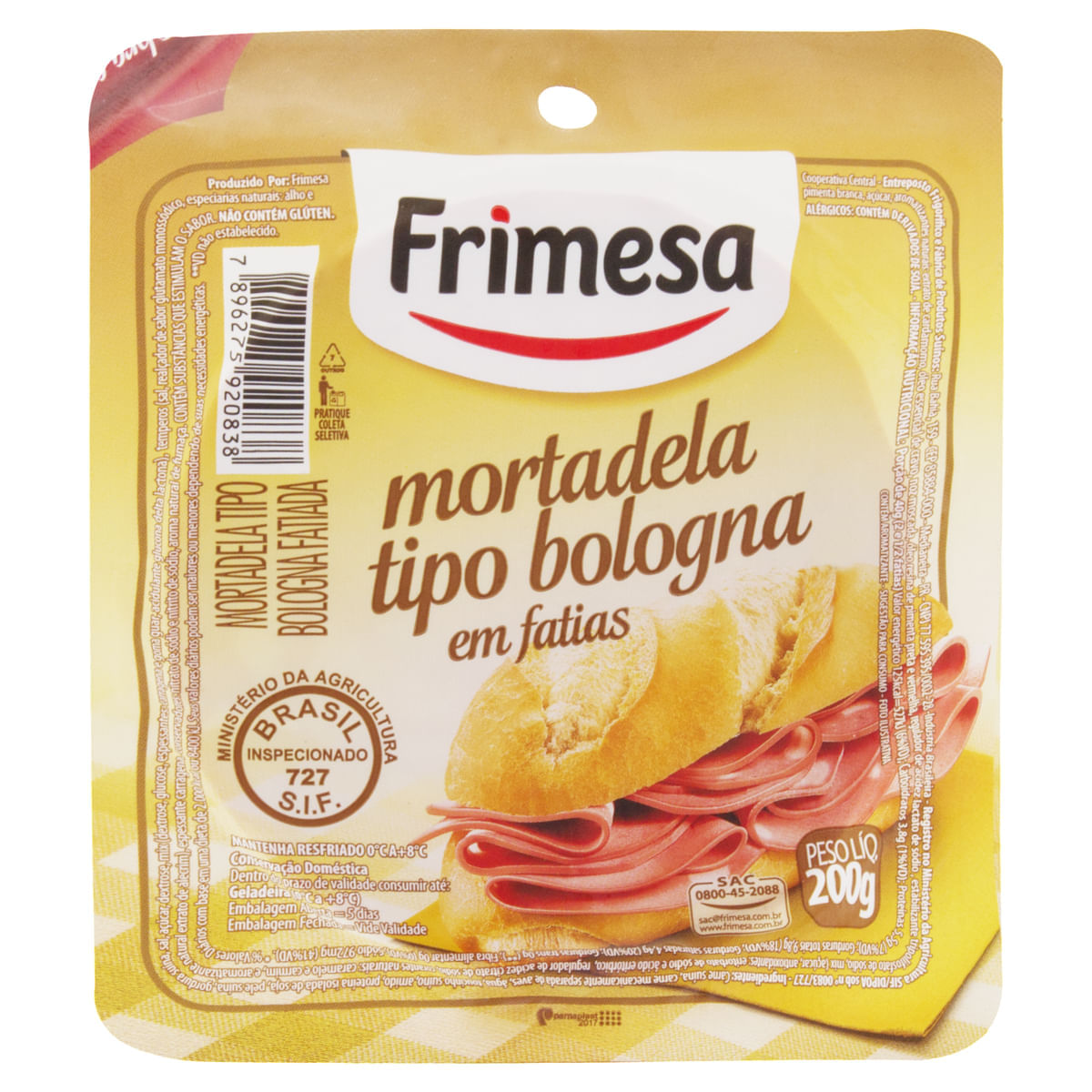 Mortadela Bologna Frimesa Fatiada Pacote com 200g