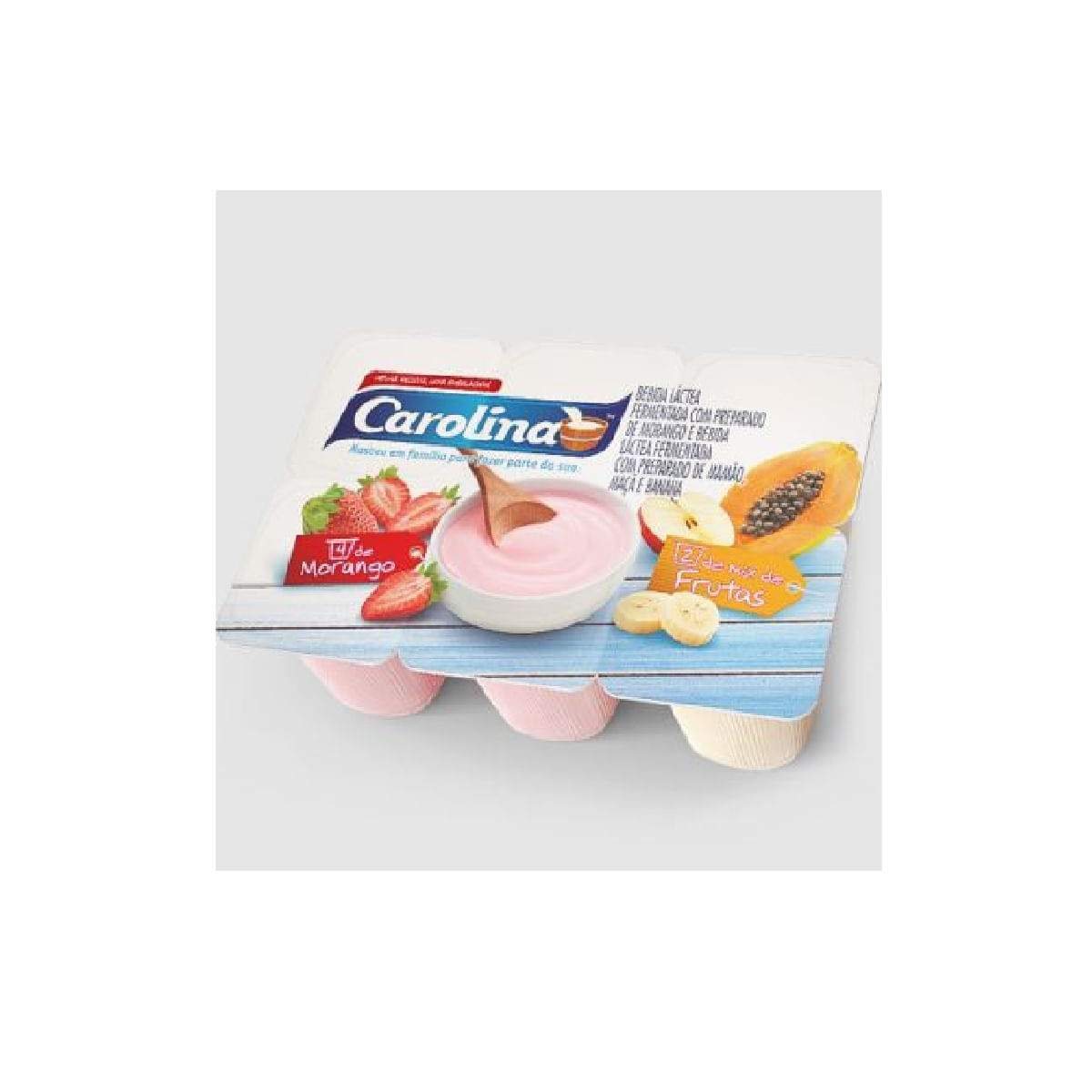 Bebida Láctea Fermentada Carolina Morango E Salada De Frutas Bandeja 510g