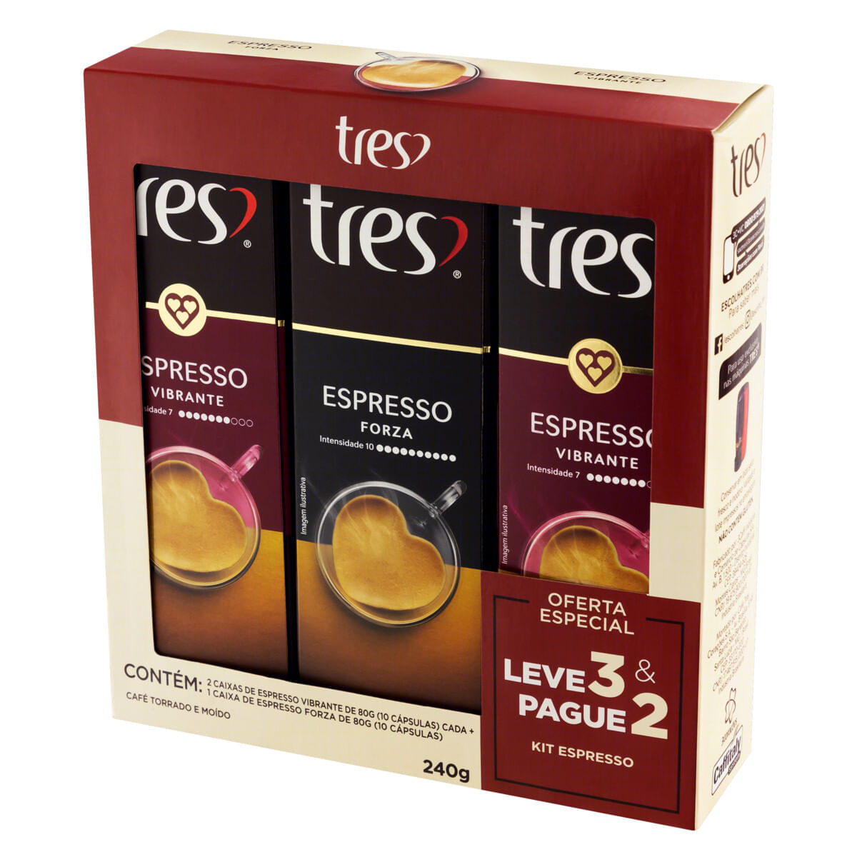 Encontraproduto.com.br - Kit de Cápsulas Três Expressos Intensos Leve3 Pague2 160g