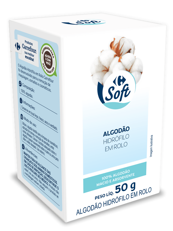 Algodão Hidrófilo em Rolo Carrefour Soft 50 g