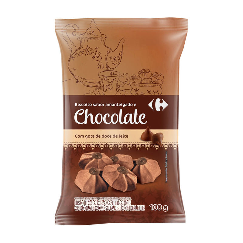 Biscoito Amanteigado Chocolate e Doce de Leite Carrefour 100 g